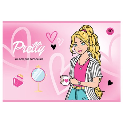 Альбом для рисования BG А4 40л. на скрепке "Pretty Girls" (АР4гр40 10938) обложка картон