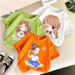 Набор футболок из 3 шт, арт КД95, цвет:оранжевый+зелёный+белый ОЦ