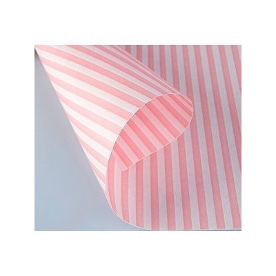 Крафт-бумага двусторонняя "Полоски" розовые 70гр / рулон 0.5*10 м