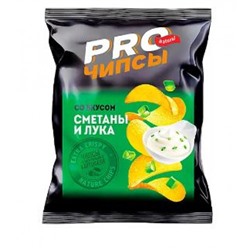 «PRO-Чипсы», чипсы со вкусом сметаны и лука, произведены из свежего картофеля, 60 гр. KDV