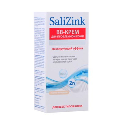 ВВ-крем с тонирующим эффектом для проблемной кожи SaliZink тон 01 светло-бежевый, 50 мл