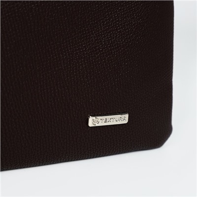 Сумка деловая TEXTURA на молнии, наружный карман, длинный ремень, цвет коричневый