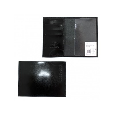 Обложка для паспорта Premier-О-85 (3 кред карт)  н/к,  черный глянцевый (89)  201311