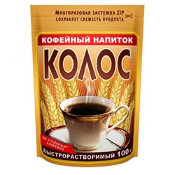 Кофейный напиток растворимый, Колос, злаковый порошкообразный, без сахара 100 гр.