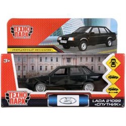 Машина металл LADA-21099 "СПУТНИК" 12 см, двери, багаж, инерц, черный, кор. Технопарк в кор.2*36шт
