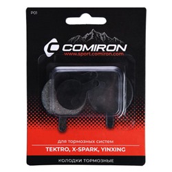 Колодки тормозные органические COMIRON RESIN P01, для тормозных систем: TEKTRO, X-SPARK, YINXING, блистер 2 шт. /уп 50/200/