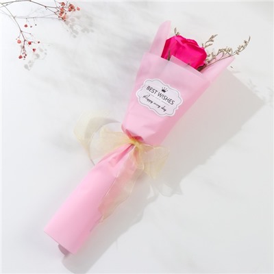 Мини-букет из мыльных лепестков "Роза с сухоцветами" МИКС 6,5х5,5х34 см
