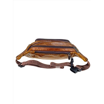 Мужская сумка на пояс из натуральной кожи, цвет коричневый