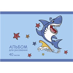 Альбом для рисования 1 Shark 40 л. спираль А4, ВД