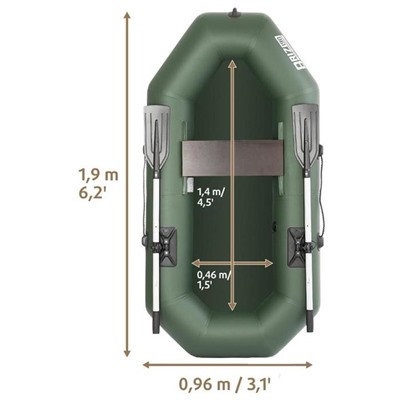 Лодка «Бриз» 190 с вёслами, цвет зелёный