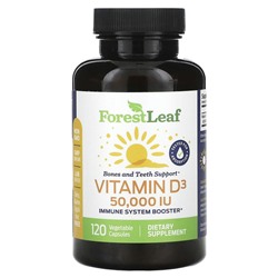 Forest Leaf, Витамин D3, 50 000 МЕ, 120 растительных капсул
