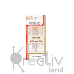 Набор игл Needles 3/9 с золотым ушком для шитья вручную уп.16 шт/ фас.10уп.