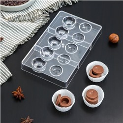 Форма для конфет и шоколада «Бабл», 10 ячеек, 20×12×2,5 см, d=2,5 см, d=2,7 см