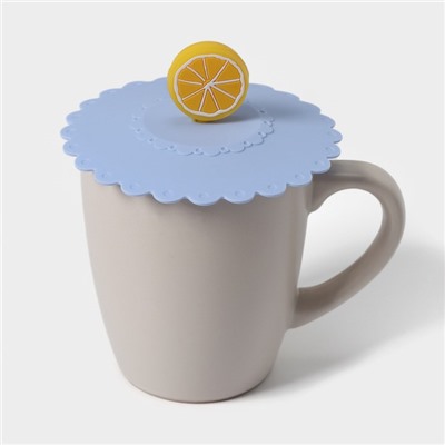 Крышка-непроливайка силиконовая Доляна «Лимон», d=11 см, цвет васильковый