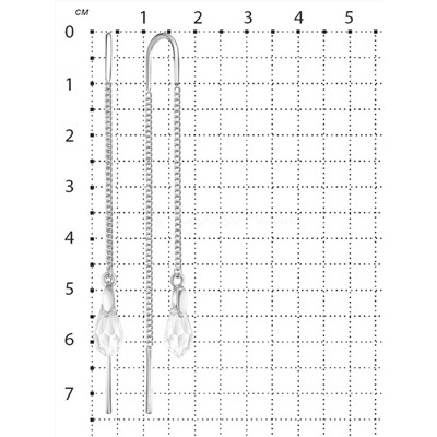 Серьги-продёвки из серебра с кристаллами Премиум Австрия Бесцветный родированные 925 пробы 0062с-001