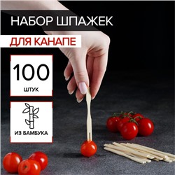 Шпажки для канапе Доляна, бамбук, 100 шт, 12×12 см