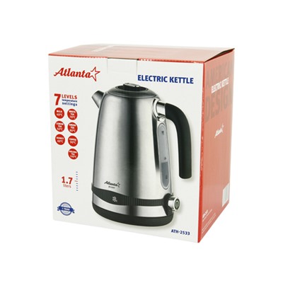 Чайник электрический Atlanta ATH-2533 (1,7 л. 7 режимов нагрева и поддержания температуры, silver)