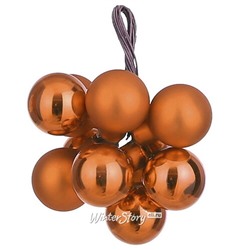 Гроздь стеклянных шаров на проволоке Minolo 2 см оранжевый mix, 10 шт (Christmas Deluxe)