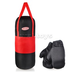 Набор для бокса: груша 60х25см с перчатками. Цвет красный+черный, ткань "Оксфорд"