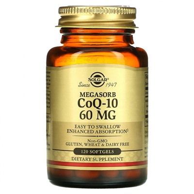 Solgar, Коэнзим Q10 с мегасорбом, 60 мг, 120 мягких таблеток