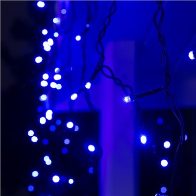 Гирлянда «Бахрома» 3 × 0.6 м, IP44, УМС, тёмная нить, 160 LED, свечение синее, мерцание белым, 220 В