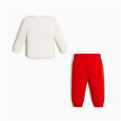 Комплект: джемпер и брюки Крошка Я «Новогодние зверята», рост 62-68 см, цвет красный/белый