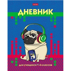 Дневник школьный 1-4 кл обложка твердая "Мопс_Арт" Хатбер 48ДмТ5В_26156 073952