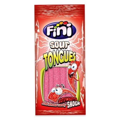 Жевательный мармелад Fini tongues со вкусом клубники в кислой посыпке 90 гр