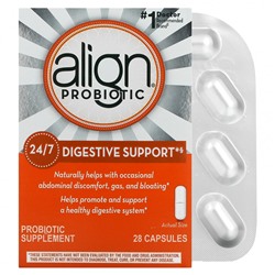 Align Probiotics, Поддержка пищеварения 24/7, добавка с пробиотиками, 28 капсул