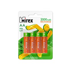 Аккумулятор Ni-MH Mirex HR6 / AA 2000mAh 1,2V 4 шт (4/40/200), ecopack (цена за 1 шт.)