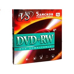 Диск VS DVD+RW 4.7GB 4x (цена за 1шт) конверт/5 VSDVDPRWK501