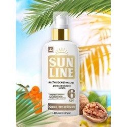 Sunline Масло для загара, эффект смуглой кожи SPF 6 с экстрактом облепихи, 95 г