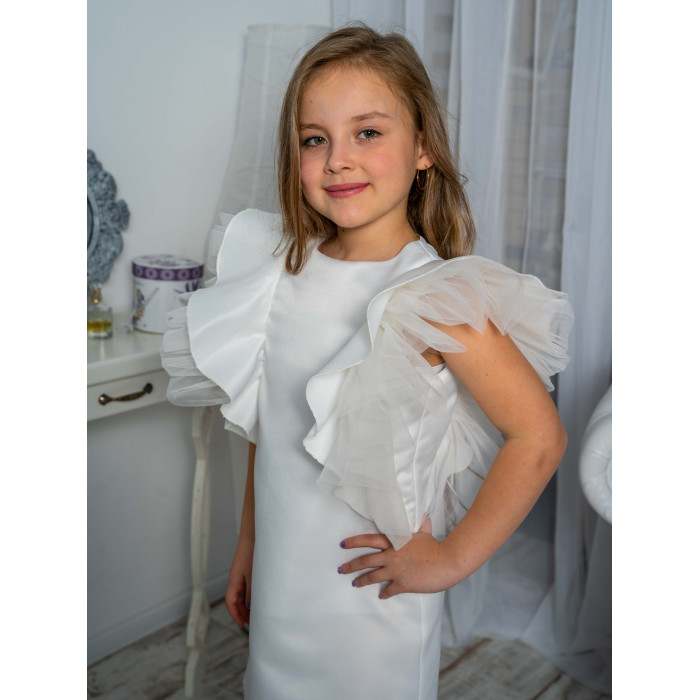 Детское нарядное платье из атласа и фатина с сеткой купить в интернет-магазине Лиола