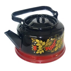 Чайник для плиты 3,5л эмаль С2713.8 декор красно-черный с петлёй (закатн.дно)