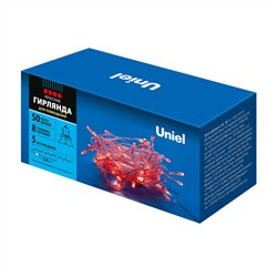 ULD-S0500-050/DTA RED IP20 Гирлянда светодиодная, 5м. 50 светодиодов. Красный свет. Провод прозрачный. ТМ Uniel