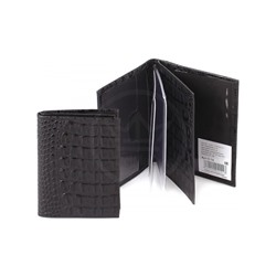 Обложка для авто+паспорт Premier-О-78 натуральная кожа черный кайман (126)  142718