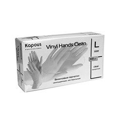 Kapous виниловые перчатки vinyl hands clean неопудренные нестерильные прозрачные размер l 100 шт. в уп.