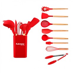 Набор кухонных принадлежностей из силикона 9 предметов Red "Kukmara" kuk-04/09011401