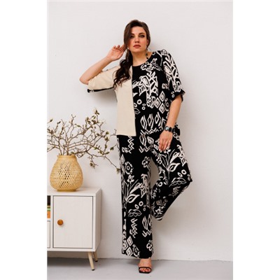 Блуза, брюки  Romanovich Style артикул 2-2491 чёрный/молочный