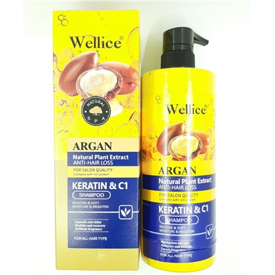 WELLICE  Шампунь ARGAN OIL / KERATIN & C1 Против выпадения волос АРГАНОВОЕ МАСЛО и кератин  800г  (B-163-02)