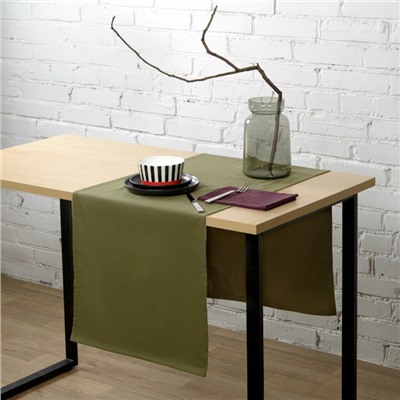 Дорожка на стол Essential, размер 45х150 см, цвет оливковый
