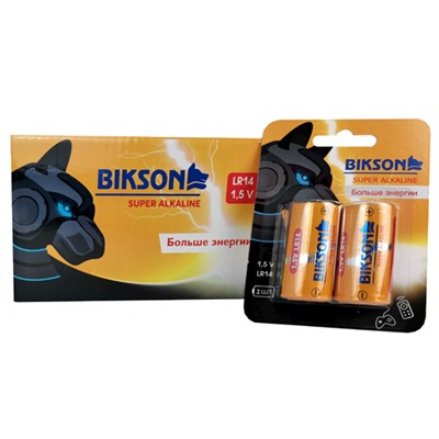 Батарейка BIKSON LR14-2BL, 1,5V, 2шт, блистер, арт. BN0553-LR14-2BL алкалиновая (цена за 1 шт.)