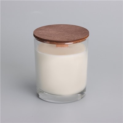 Свеча из соевого воска в стакане с деревянным фитилем и крышкой "Сладкий гранат", 110 гр