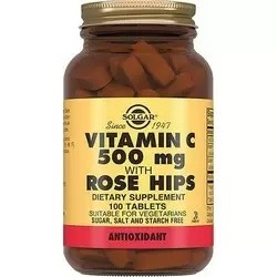 Solgar Vitamin C 500 MG Rose Hips - Витамин С и шиповник в таблетках, 100 шт