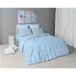 Комплект постельного белья 1,5-спальный, бязь ГОСТ (Арабески, голубой)