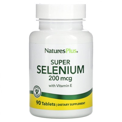 NaturesPlus, Super Selenium, высокоэффективный селен, 200 мкг, 90 таблеток