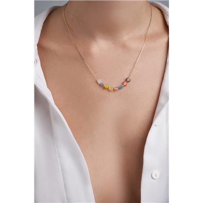 Колье с цветными бусинами украшение на шею женская тонкая цепочка "Валентинка" MERSADA #925949