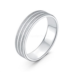Кольцо обручальное из родированного серебра с пескоструйной обработкой 20-01-1025