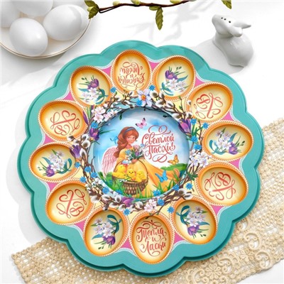 Пасхальная подставка «Ангел с цыплятами», на 12 яиц и кулич