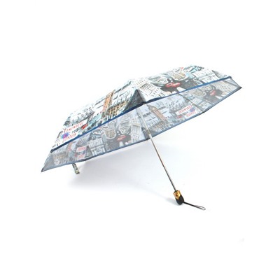 Зонт женский ТриСлона-L 3833 С,  R=58см,  суперавт;  8спиц,  3слож,  "Эпонж",  Лондон 247667